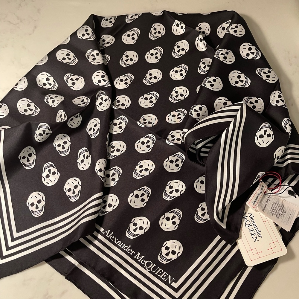 Black Alexander McQueen Silk Skull Scarf